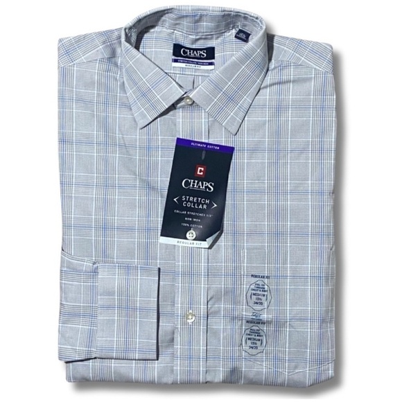 NWT Chaps Regular Fit Dress Shirt, Stretch collar, Non Iron, Size 15.5” 34/35 - Picture 3 of 15